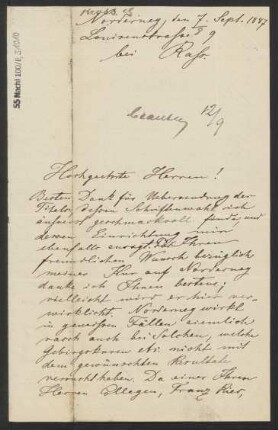 Brief an B. Schott's Söhne : 07.09.1887