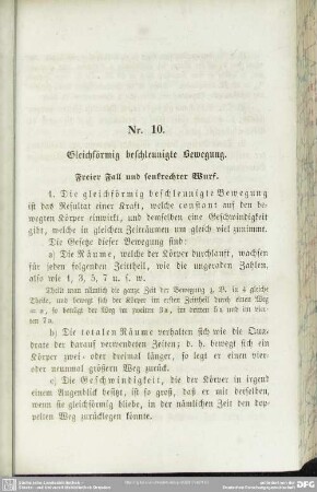 Nr. 10. Gleichförmig beschleunigte Bewegung
