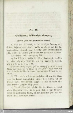 Nr. 10. Gleichförmig beschleunigte Bewegung