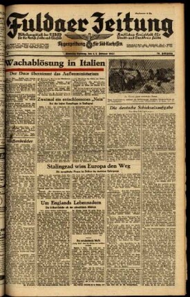 Ausgabe vom Samstag, den 06. Februar 1943.