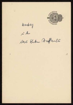 Vortrag über das Leben Raffaels (Manuskripttitel), Göttingen : Rafaels Leben und Werke [unterstrichener Titel auf Bl. 2]