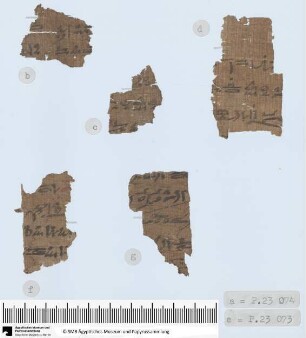 Hieratische Papyrusfragmente, medizinische Texte, u.a. Rezept zur Augenbehandlung