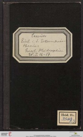 Cassirer, Einleitung in die Erkenntnistheorie: Griechische Philosophie [Wintersemester 1916-17]