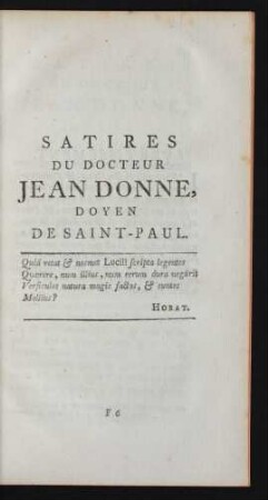 Satires Du Docteur Jean Donne, Doyen De Saint-Paul