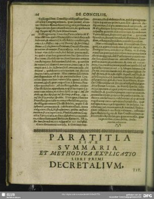 Paratitla Sive Summaria Et Methodica Explicatio Libri Primi Decretalium