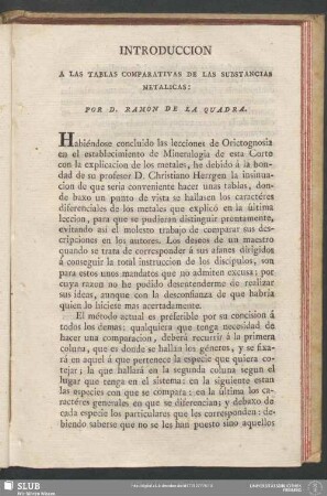 Introduccion A Las Tablas Comparativas De Las Substancias Metalicas