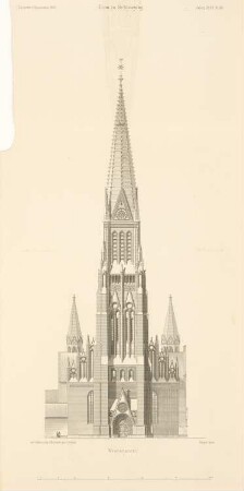 Dom St. Peter, Schleswig: Westansicht (aus: Atlas zur Zeitschrift für Bauwesen, hrsg. v. Ministerium der öffentlichen Arbeiten, Jg. 47, 1897)