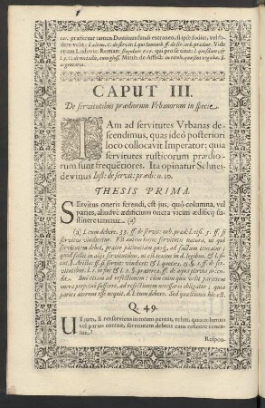 Caput III. De servitutibus praediorum Urbanorum in specie.