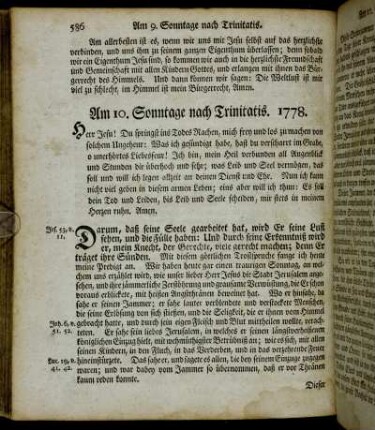 Am 10. Sonntage nach Trinitatis. 1778. - Am 12.. Sonntage nach Trinitatis. 1778.