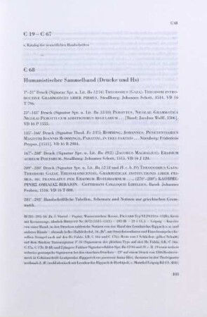 C 19 - C 67 s. Katalog der neuzeitlichen Handschriften