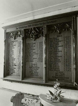 Gedenktafel für die Gefallenen des 1. Weltkrieges : Gedenktafel für die Gefallenen des 1. Weltkrieges (nach 1918). Langenbernsdorf, Evangelische Katharinenkirche