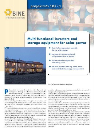 Multi-functional inverters and storage equipment for solar power.