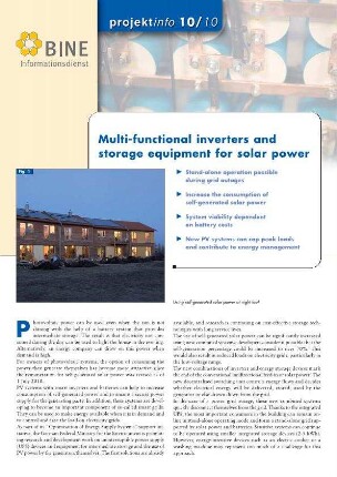 Multi-functional inverters and storage equipment for solar power.