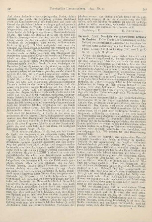 542-543 Geschichte der altchristlichen Litteratur bis Eusebius. Erster Theil: Die Überlieferung und der Bestand der altchristlichen Litteratur bis Eusebius. 2 Bde