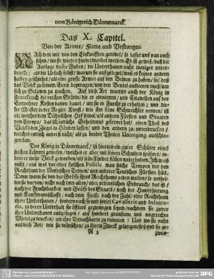 Das X. Capitel. Von der Armee, Flotte und Vestungen