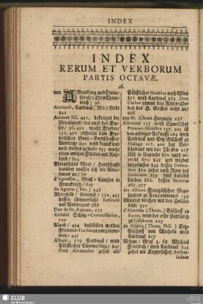 Index Rerum Et Verborum Partis Octavae