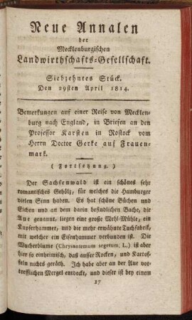 Siebenzehntes Stück. Den 29sten April 1814.