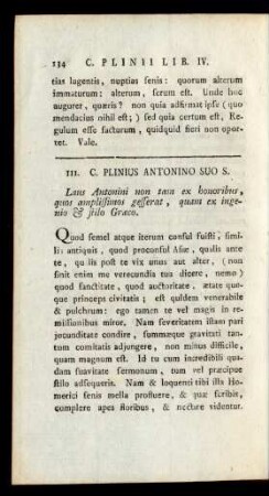 III. C. Plinius Antonino Suo S.