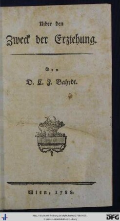 Uiber den Zweck der Erziehung