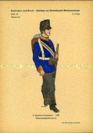 Uniformdarstellung, Scharfschützen-Korporal des 3. Infanterie-Regiments, Provinz Hannover, 1866.