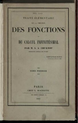Tome 1: Traité élémentaire de la théorie des fonctions et du calcul infinitésimal. Tome 1