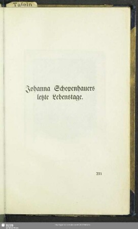 Johanna Schopenhauers letzte Lebenstage