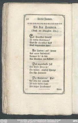 An die Faunen. (Nach der sechzigsten Ode.)