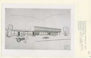 Jugendzentrum, Berlin-Siemensstadt (Diplomarbeit bei Willy Kreuer): Perspektivische Ansicht