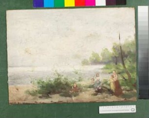 Uferlandschaft mit Frauen und Kindern