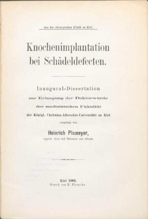 Knochenimplantation bei Schädeldefecten
