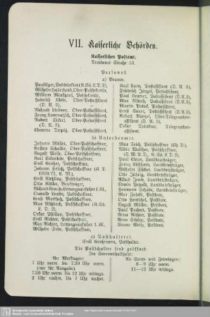 VII. Behördenverzeichnis : VII. Kaiserliche Behörden