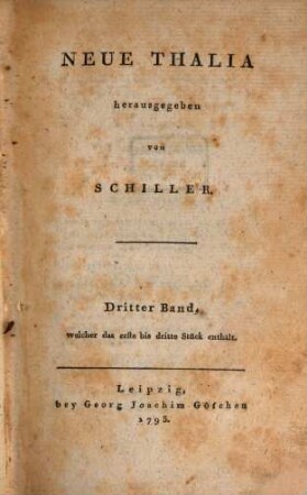 Neue Thalia, 3. 1793 = Nr. 1 - 3