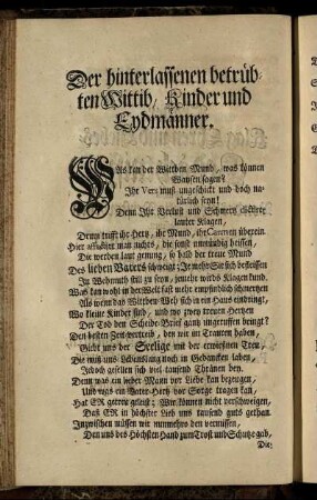 Der hinterlassenen betrübten Wittib, Kinder und Eydmänner.