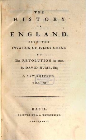 The History Of England : From The Invasion Of Julius Caesar To The Revolution in 1688., 11
