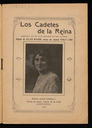 Los cadetes de la reina : zarzuela en un acto, dividido en dos cuadros
