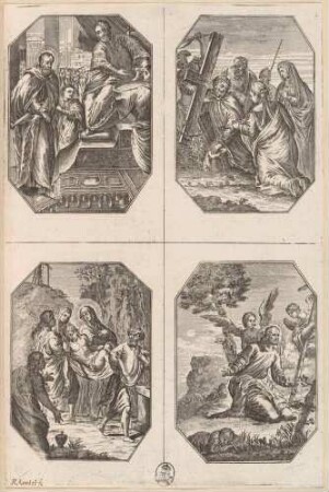 Vier Szenen aus der Passion Jesu (Jesus vor Pilatus, Die Kreuztragung, Die Grablegung, Jesus am Ölberg)