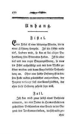 Anhang über eine zweckmäßige Behandlung der Fisteln, der Knochenfäule, des Winddarms, des Krebses, des Gliedschwamms und der Lungensucht