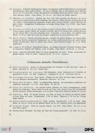 Unbekannte deutsche Manufakturen (Nr. 148-174)
