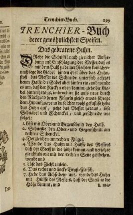299-320, Das Trenchier=Buch derer gewöhnlichsten Speisen.