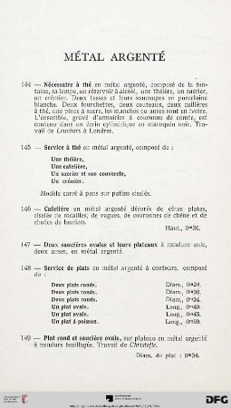 Métal Argenté (Nr. 144-167)