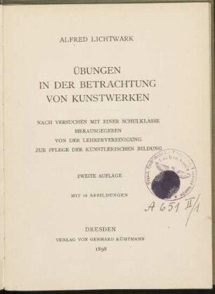 Übungen in der Betrachtung von Kunstwerken : nach Versuchen mit einer Schulklasse