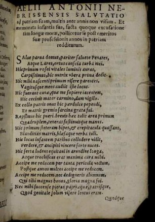 Aelii Antonii Nebrissensis Salutatio ad patriam suam ...