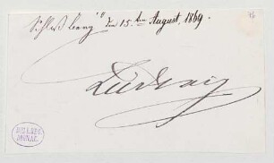 Ludwig II. von Bayern (1845 - 1886) Autographen: Brief von Ludwig II. an N.N. - BSB Autogr.Cim. Ludwig .76