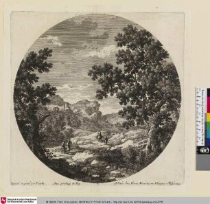 [Landschaft mit Bergen Wanderern]