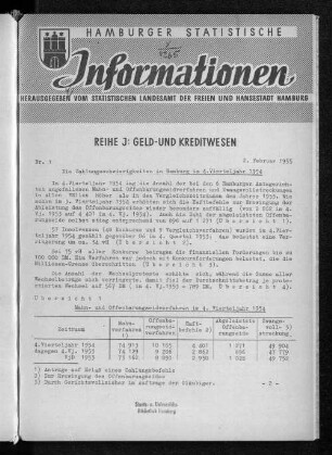 1955: Hamburger statistische Informationen / I