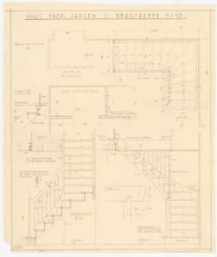Haus Jansen, Berlin-Grunewald: Bürotreppe: Grundrisse und Aufrisse 1:10