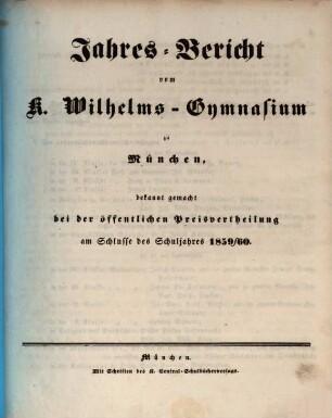 Jahresbericht. 1859/60