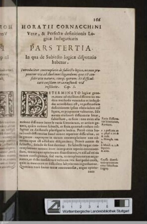 Pars tertia: In qua de subiecto logicae disputatio habetur