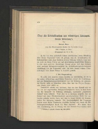 Über die Kristallisation aus wässerigen Lösungen. Zweite Mitteilung.