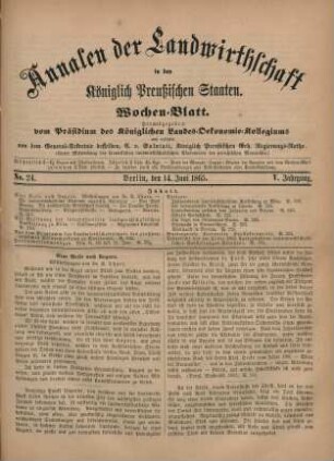 No. 24. Berlin, den 14. Juni 1865. V. Jahrgang.